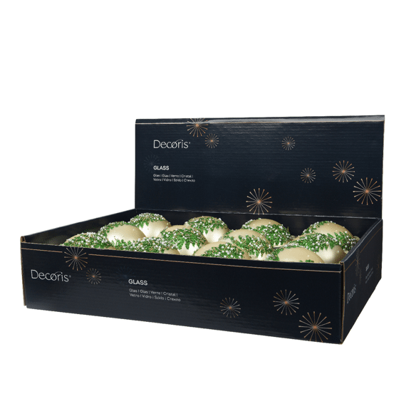 Decoris Kerstbal Glas 8cm Parel