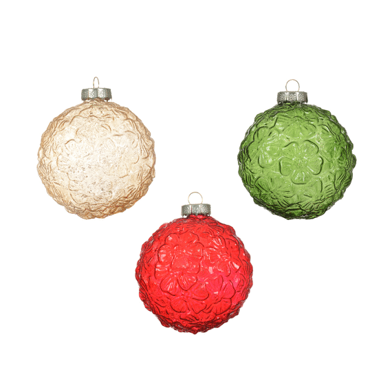 Decoris Kerstbal Glas 8cm Assortiment/3 Prijs Per Stuk