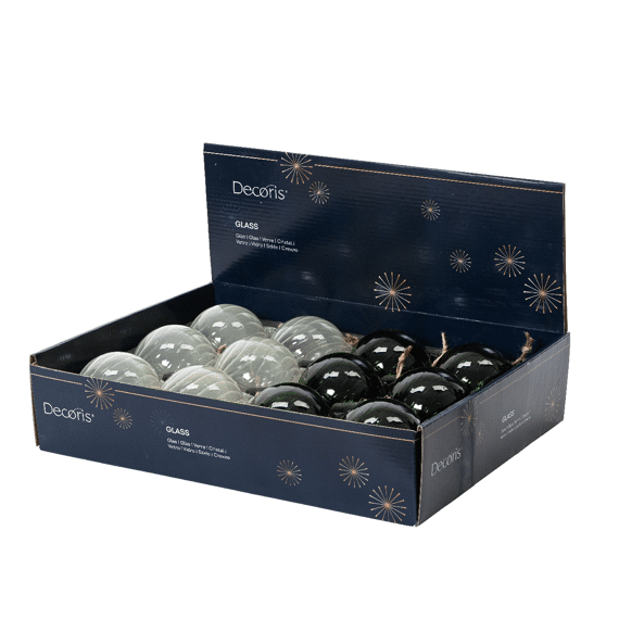 Decoris Kerstbal Glas 8cm Assortiment/2 Prijs Per Stuk