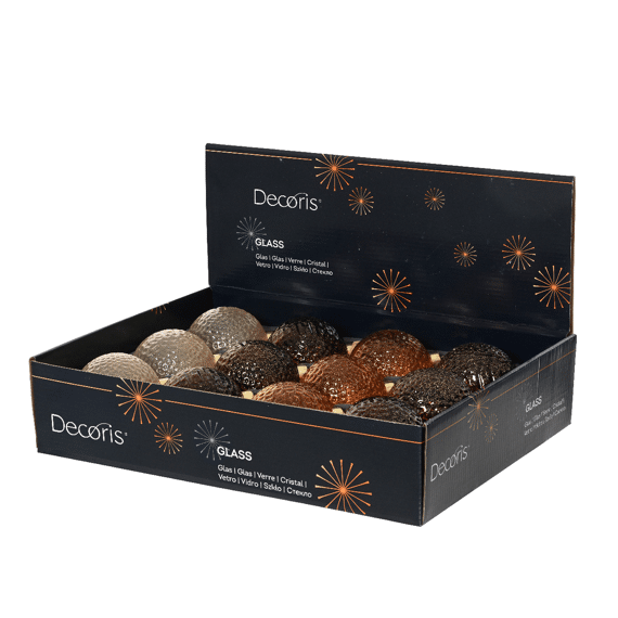 Decoris Kerstballen Glas Dia 8cm Assortiment/4  Prijs Per Stuk