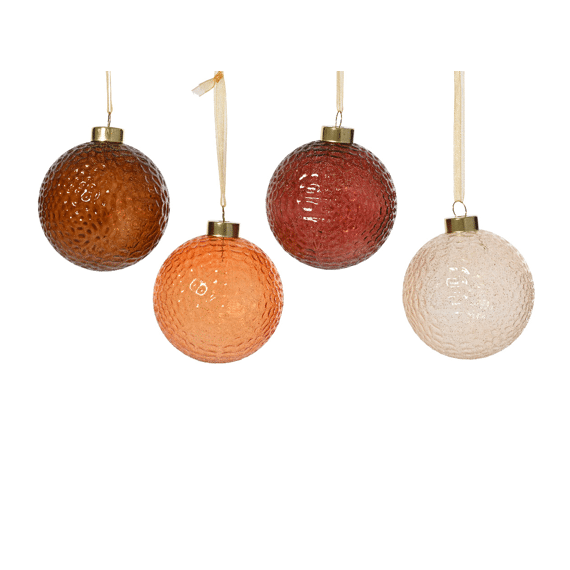 Decoris Kerstballen Glas Dia 8cm Assortiment/4  Prijs Per Stuk