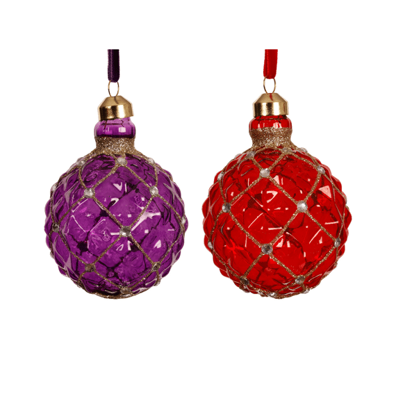 Decoris Kerstbal Glas 8cm Assortiment/2 Prijs Per Stuk
