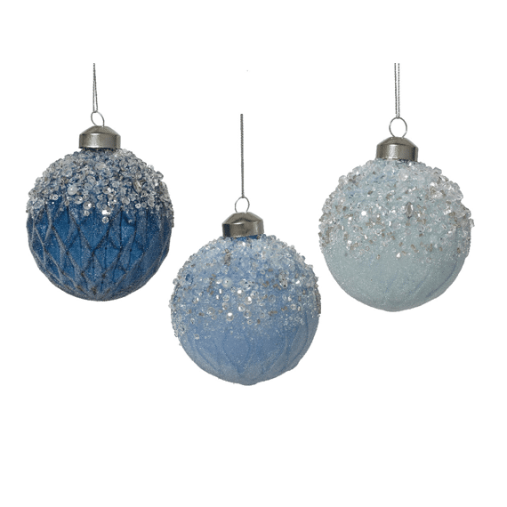 Decoris Kerstballen Set Glas 8cm 3 stuks Assortiment/3 Prijs Per Stuk