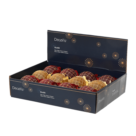 Decoris Kerstbal Glas 8cm Assortiment/3 Prijs Per Stuk
