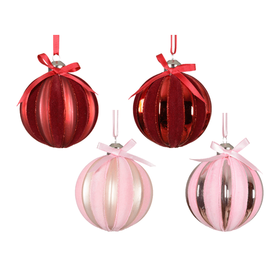 Decoris Kerstbal Glas 8cm Assortiment/4 Prijs Per Stuk