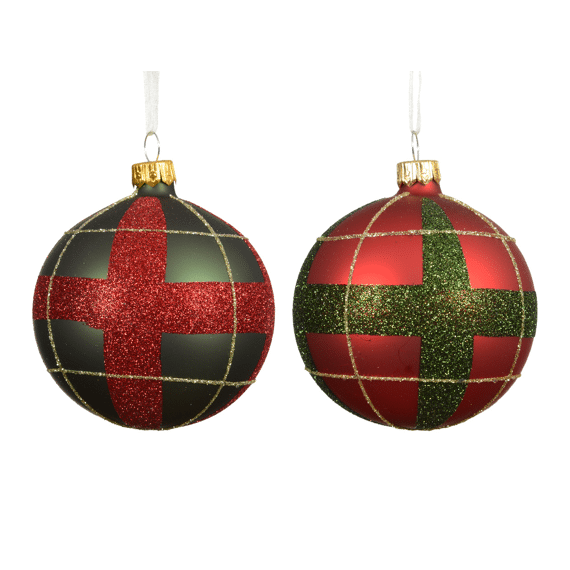 Decoris Kerstbal Glas 8cm Assortiment/2 Prijs Per Stuk