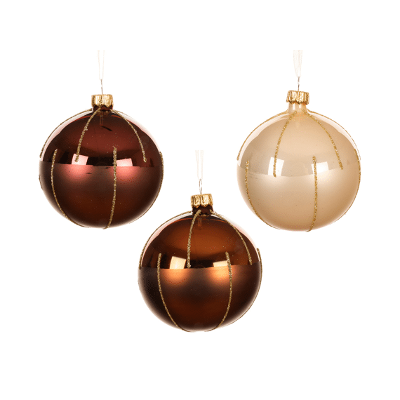 Decoris Kerstbal Glas 8cm Assortiment/3 Prijs Per Stuk
