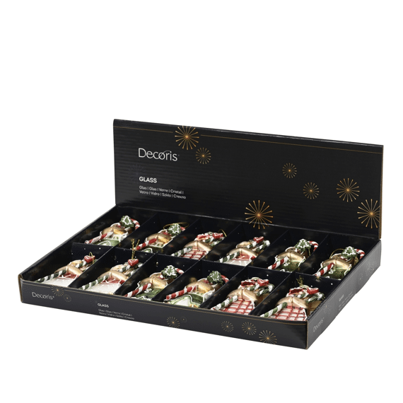 Decoris Kersthanger Peperkoek Glas Glitter 11cm Assortiment