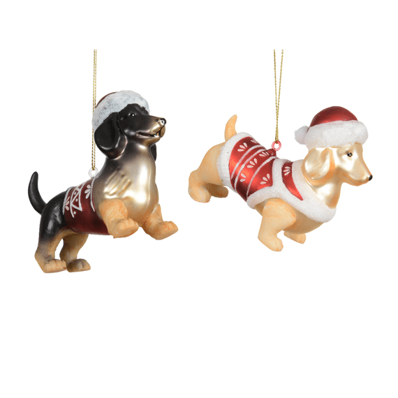 Decoris Kersthanger Hond Glas 10cm Assortiment/2 Prijs Per Stuk