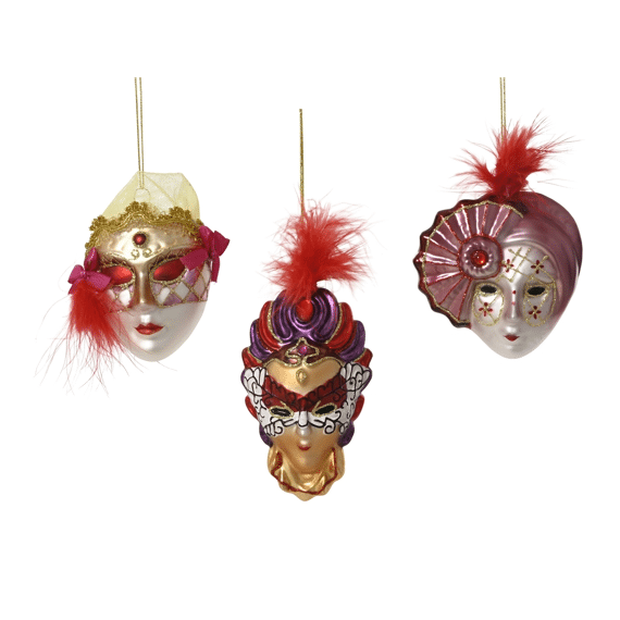 Decoris Kersthanger Masker Glas 10.00cm Assortiment