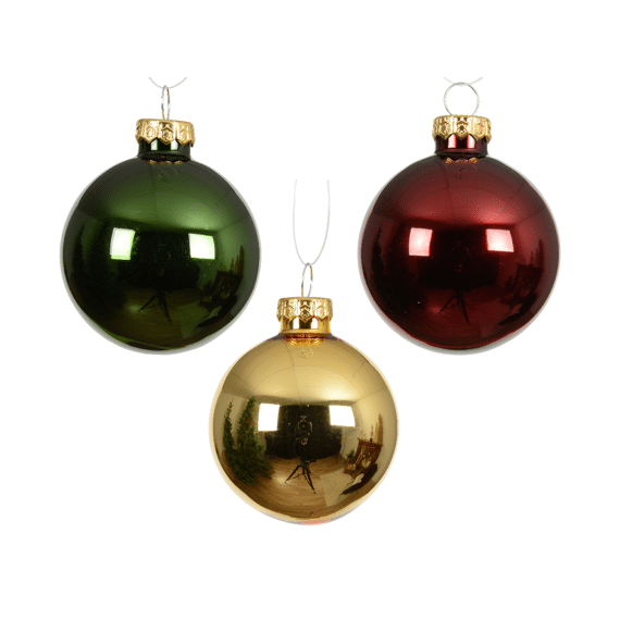 Decoris Kerstballen Set Glas 6cm Dennengroen/kleur(en) 20 stuks
