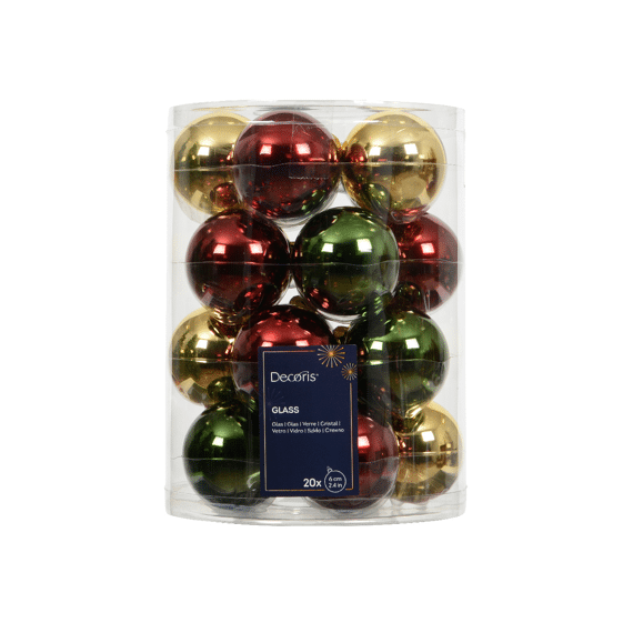 Decoris Kerstballen Set Glas 6cm Dennengroen/kleur(en) 20 stuks