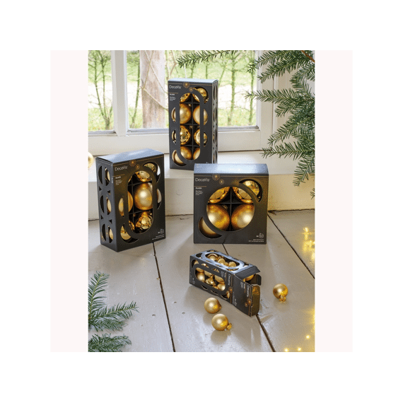 Decoris Kerstballen Set Glas 3.50cm Licht Goud 16 stuks