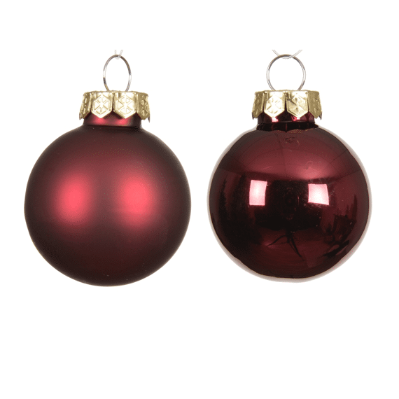 Decoris Kerstballen set Glas 3.50cm Ossenbloed 16 stuks