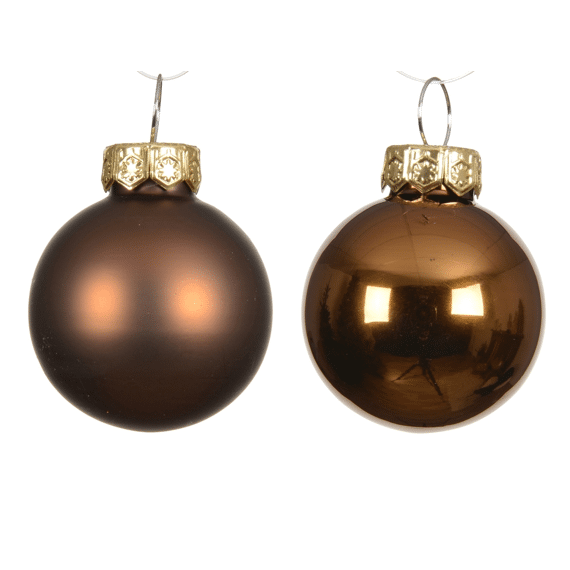 Decoris Kerstballen Set Glas 3,5cm Espresso 16 stuks