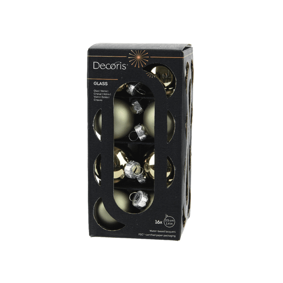 Decoris Kerstballen Set Glas 3,5cm Rosemarijn 16 stuks