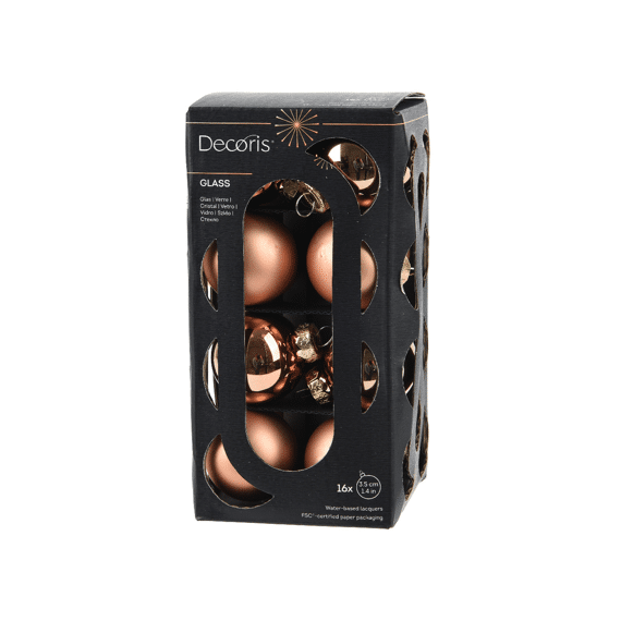 Decoris Kerstballen Set Glas 3,5cm Brandy 16 stuks