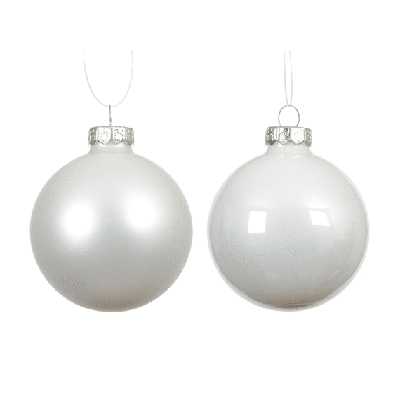 Decoris Kerstballen Set Glas 6cm Mix Winterwit 12 stuks