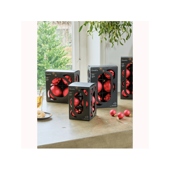 Decoris Kerstballen Set Glas 7cm Kerstrood 8 stuks