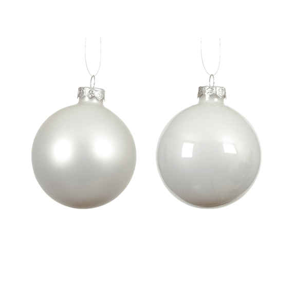 Decoris Kerstballen Set Glas 7cm Mix Winterwit 8 stuks