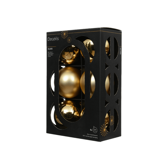 Decoris Kerstballen Set Glas 8cm Licht Goud 6 stuks
