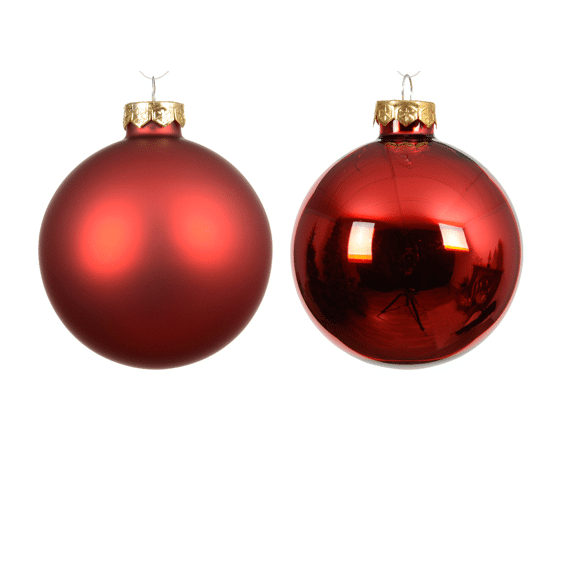 Decoris Kerstballen Set Glas 8cm Kerstrood 6 stuks