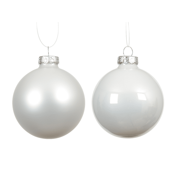 Decoris Kerstballen Set Glas Dia 8cm Winterwit 6 stuks