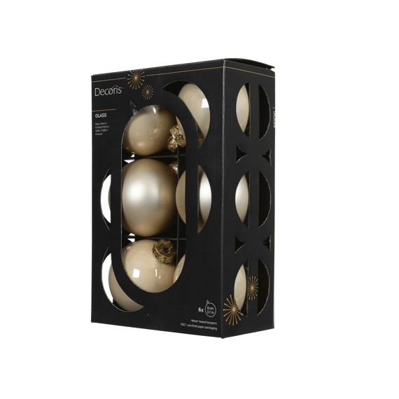 Decoris Kerstballen Glas Dia8.00cm Parel