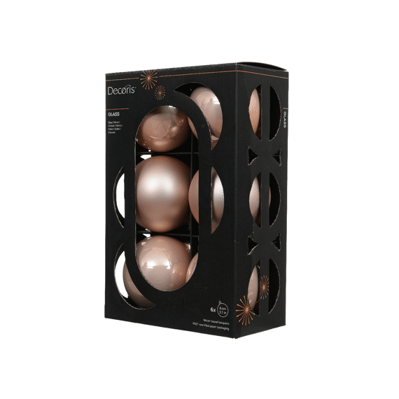 Decoris Kerstballen Set Glas 8cm Poederroze 8 stuks