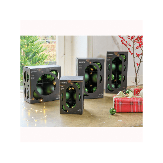 Decoris Kerstballen Set Glas 8cm Dennengroen 6 stuks