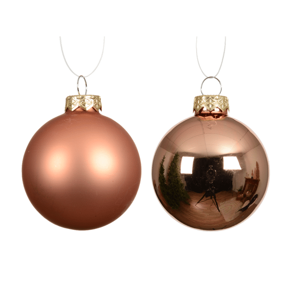 Decoris Kerstballen Set Glas 8cm Brandy 8 stuks