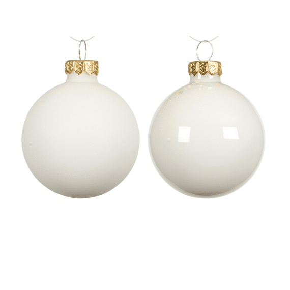 Decoris Kerstballen Set Glas 10cm Wolwit 4 stuks