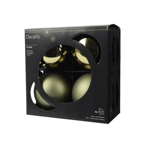 Decoris Kerstballen Set Glas 10cm Mix Rosemarijn 4 stuks