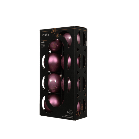 Decoris Kerstballen Set Glas 7cm Mix Vintage Roze 8 stuks