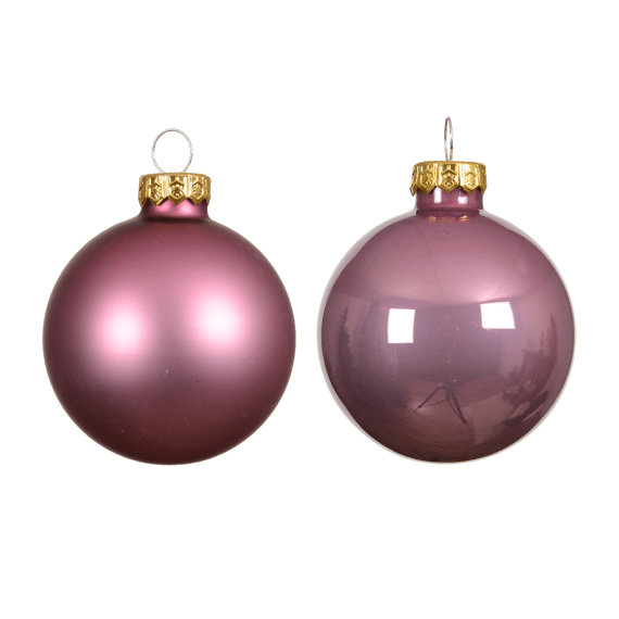 Decoris Kerstballen Set Glas 7cm Mix Vintage Roze 8 stuks