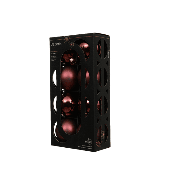 Decoris Kerstballen Set Glas Dia 7cm Maroon 8 stuks