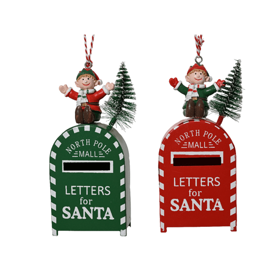 Kersthanger Mailbox Ijzer 14x6,5x3,2cm Assortiment/2 Prijs Per Stuk