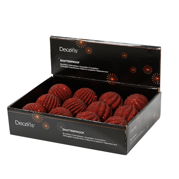 Decoris Kerstbal Foam 8cm Ossenbloed Assortiment/2 Prijs Per Stuk