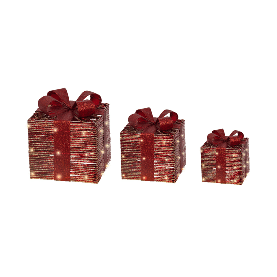 Micro Led Giftbox Binnen L25.00-w25.00-h30.00cm-30l Rood/warm Wit