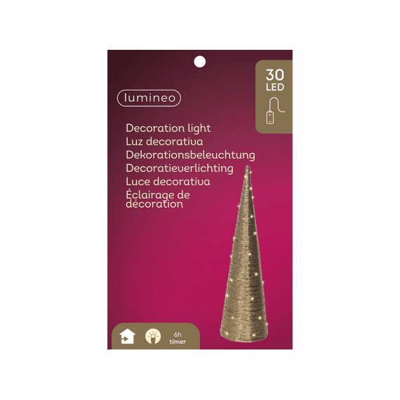 Lumineo Micro Led Cone Binnen 60cm-30leds Goud/warm Wit
