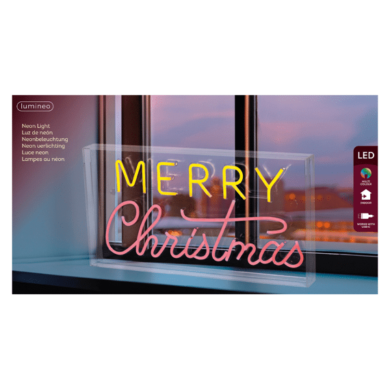 Lumineo Led Neon Sign Merry Christmas Usb 23x43cm-220l Multi