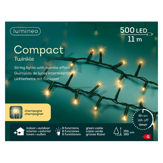 Led Compact Lights Fonkel Buiten 1100cm-500l Groen/soft Gold