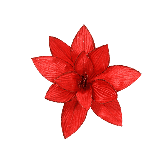 Kunstbloem op Clip Poinsettia Fluweel 30cm Rood