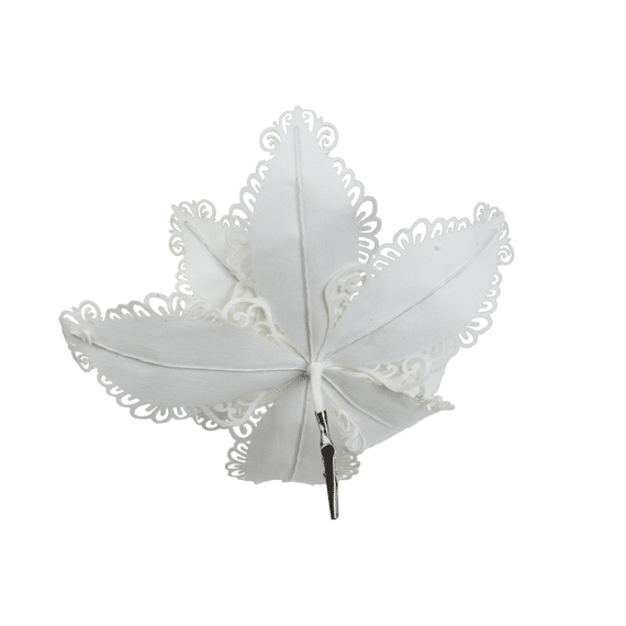 Poinsettia Polyester Fluweel Dia27.00-h8.00cm Creme