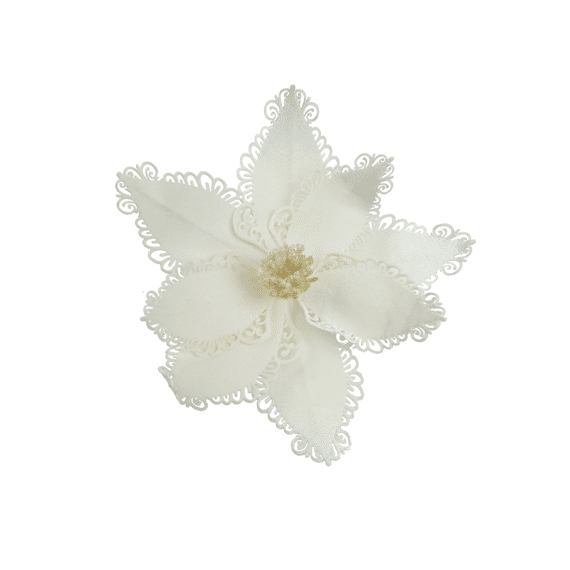 Poinsettia Polyester Fluweel Dia27.00-h8.00cm Creme
