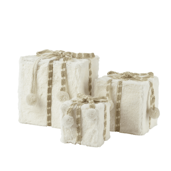 Giftbox Kunstbont L16.00-w16.00-h16.00cm Wolwit