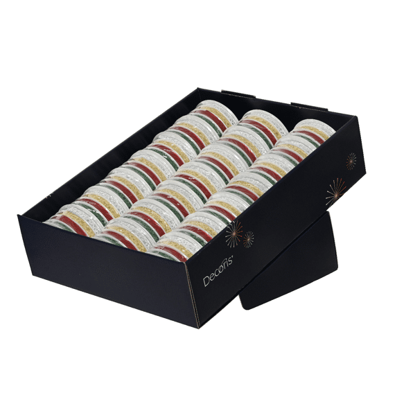 Kerstlint Polyester 4m Beige/goud  Assortiment/3 Prijs Per Stuk