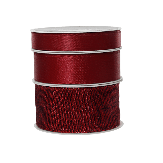 Decoris Lint Polyester Donker Rood  Assortiment/3 Prijs Per Stuk