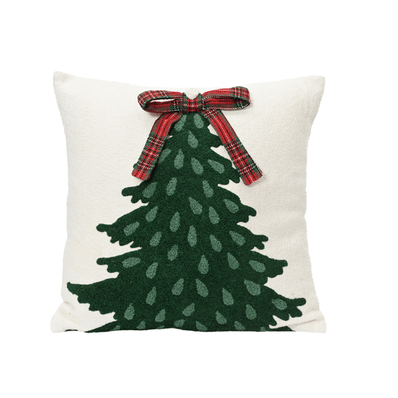 Kussen Kerstboom 45x45cm Ecru/Groen