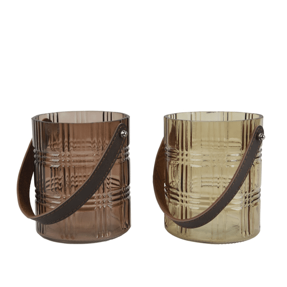 Windlicht Glas Dia12.00-h14.00cm Bruin Assortiment Prijs Per Stuk